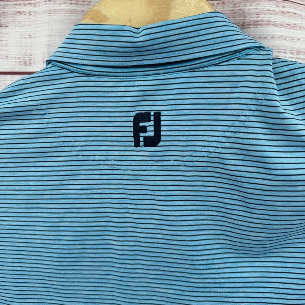 FootJoy Polo Shirt Mens Medium Stripe Performance Golf Athletic Casual Preppy‎